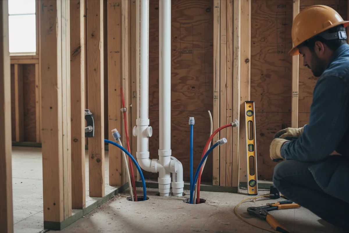 Drain and supply rough-in during Drain Cleaning in New Albany